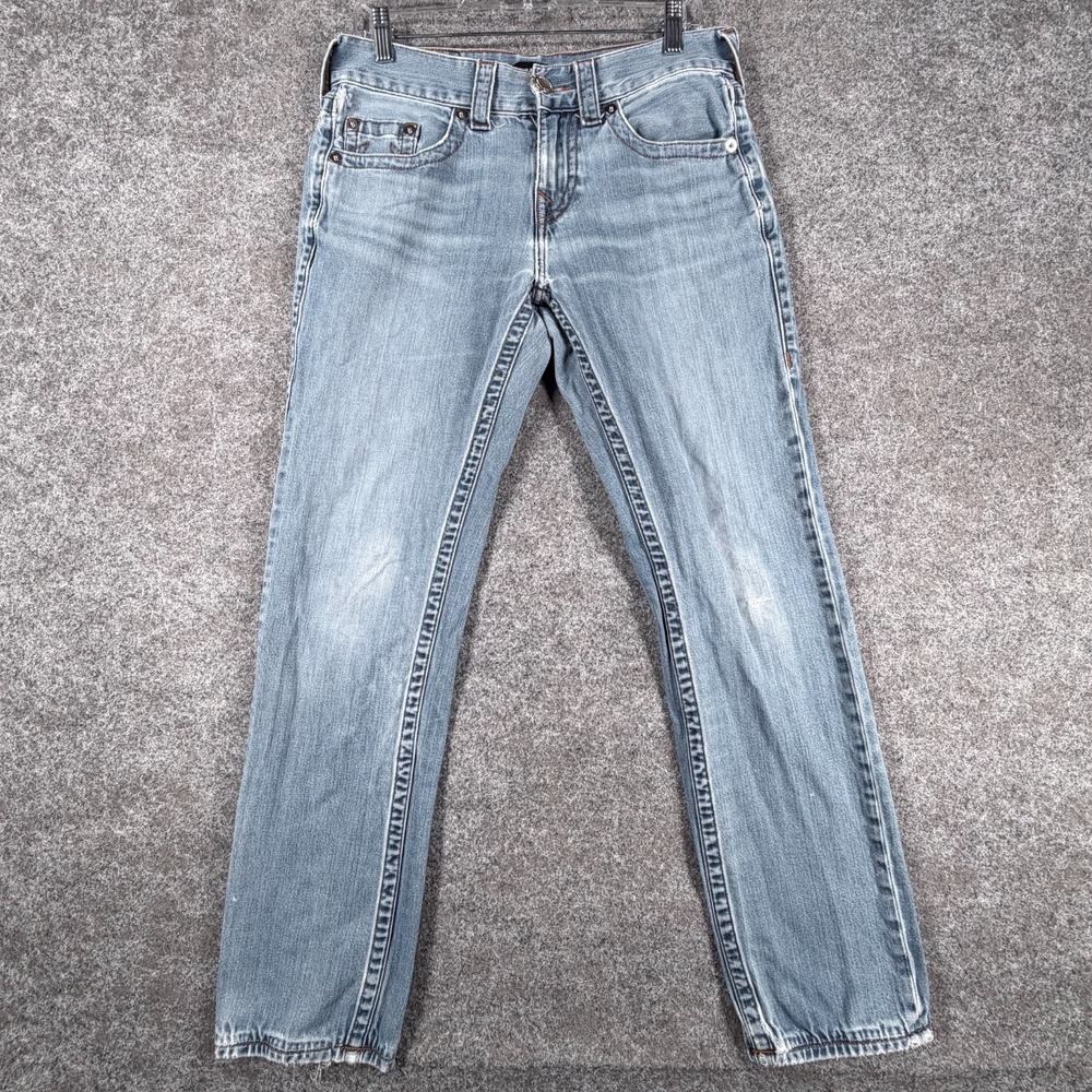 True Religion Rocco Skinny Jeans Womens 29W Blue Whiskered Denim Cotton Stretch